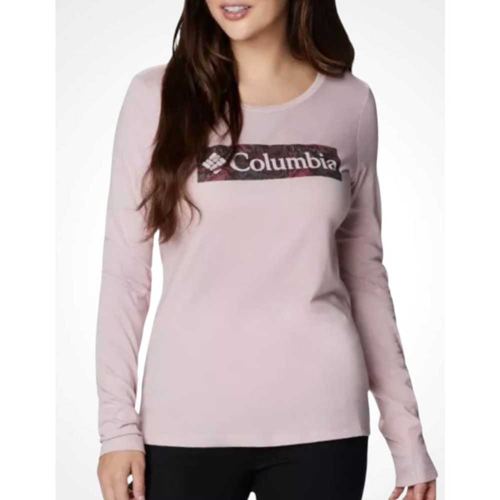Columbia Women's Light Pink Long Sleeve Round Neckline Lightweight Tee XL